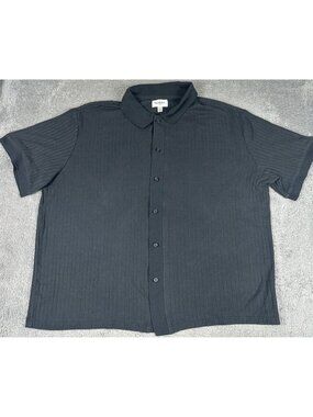 Goodfellow & Co Men's XXL Black Ribbed Short Sleeve Button Down Shirt